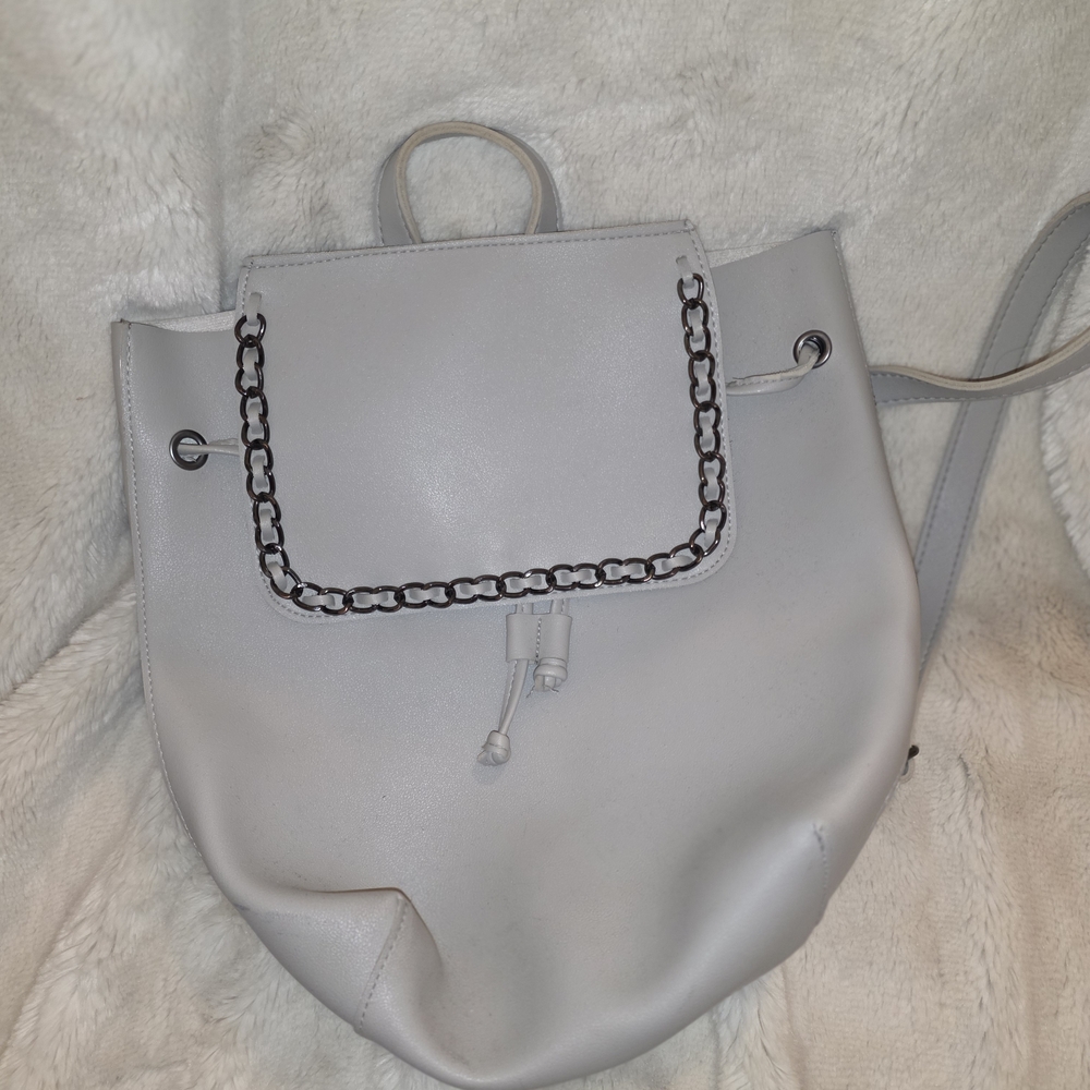 Charlotte Russe Light Gray Chain-Detail Backpack